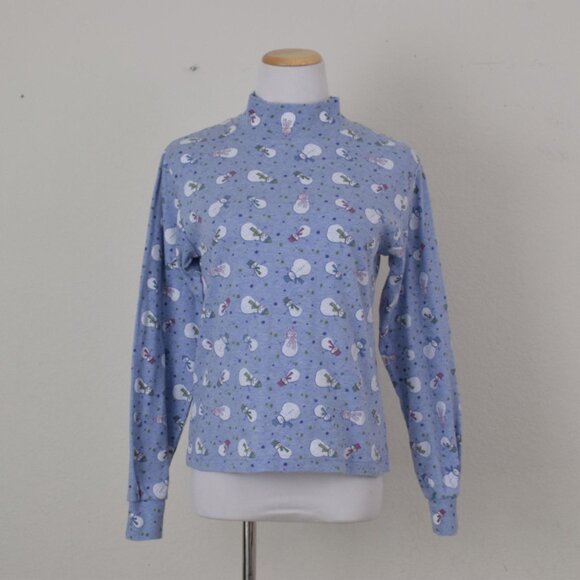 Vintage 90s Poly/Cotton Christmas Mockeneck shirt size PL - Picture 9 of 10
